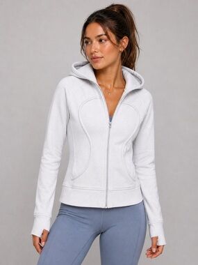 Lululemon White Full Zip Scuba Hoodie - Size 10